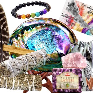 Sage Smudge Kit - ULTIMATE 12 Pc Spiritual Gifts Variety Smudging Kit, XL Abalone Shell, White Sage & Blue Sage Smudge Chakra Kit