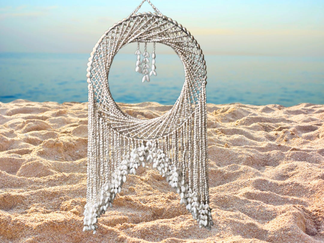 White Shell Hanging Decor, Natural Sea Shell Wind Chime Hanging ...