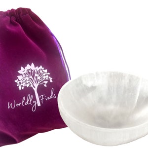 Selenite Bowl 6 Sizes! Hand-Carved Selenite Crystal Bowl, Moroccan Crystal Holder, Selenite Crystal Charging, Large Selenite Bowl, Gift Bag