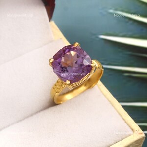 Elegant Amethyst Ring, Purple Gemstone Ring, Vintage Ring, 925 Sterling Silver Jewelry, Anniversary Gift, Ring For Love