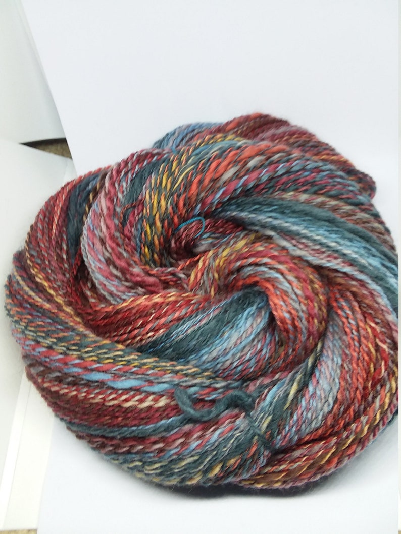 handspun yarn bright open sky colorway 4 oz apporx 308 yards 2 ply finn