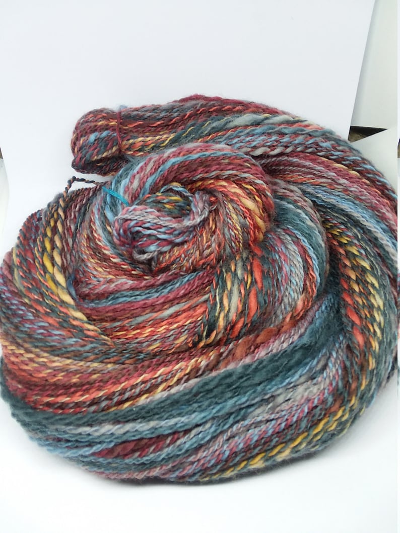 handspun yarn bright open sky colorway 4 oz apporx 308 yards 2 ply finn