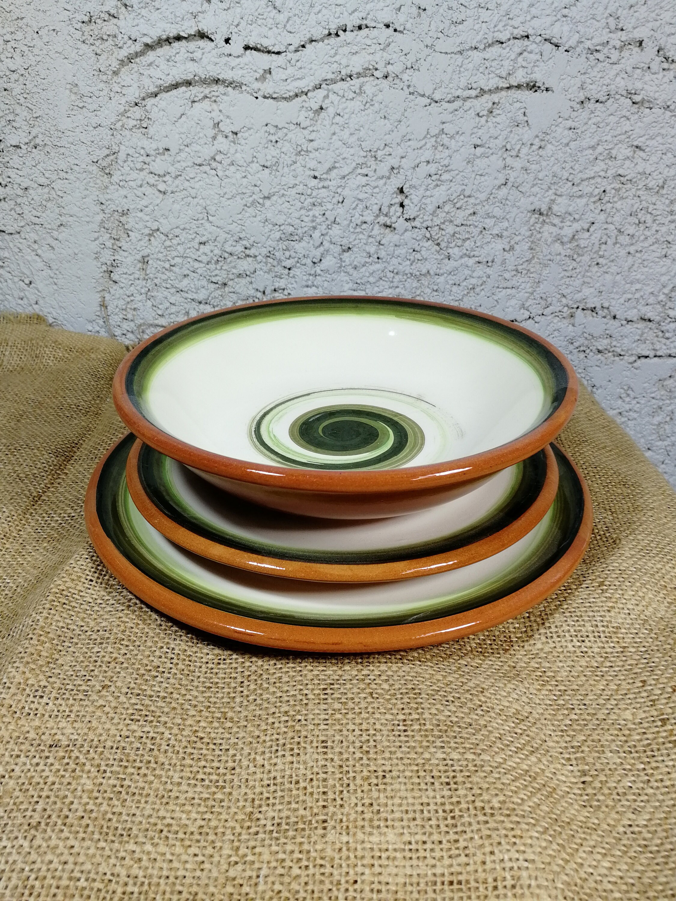 Dish sets ceramic set dinnerware set set of 3 round Etsy
