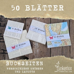 Origami paper - square book pages 50 pieces (10x10, 12x12, 14x14) text, atlas or dictionary