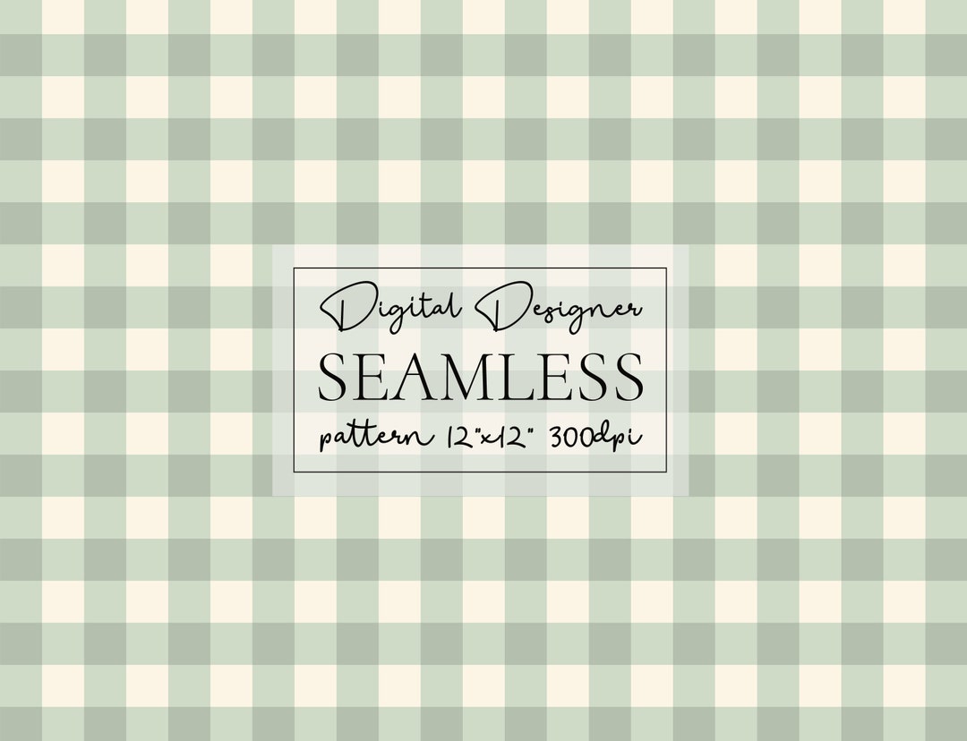 Seamless Gingham Patterns Green Sage Colors, Fabric Design, Commercial ...