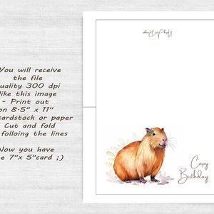 PRINTABLE Watercolor Capybara Birthday Card, Instant Download, Funny ...