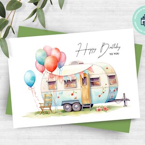 Biglietto d'auguri per camper acquerello STAMPABILE, Biglietto per camper divertente, Download istantaneo, Stampa a casa, Stampa 8,5"x11", Tagliato a 7"x 5" piegato