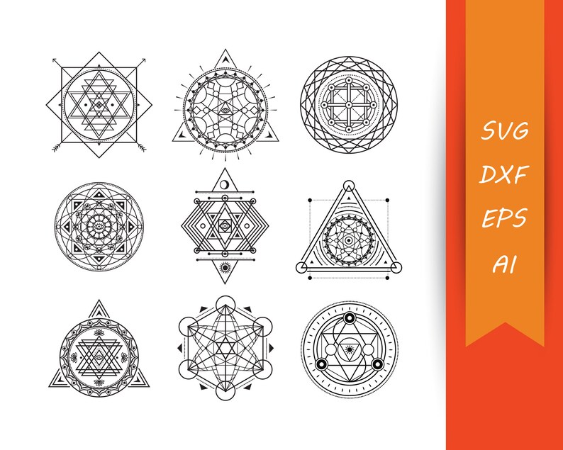 Sacred Symbols SVG Silhouette Vector Mystical Set . Magic | Etsy