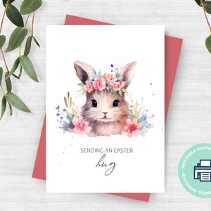Coniglietto di cartolina di Pasqua stampabile, Download istantaneo, Stampa a casa, Stampa 8,5"x11", Taglia a 5"x 7" piegato