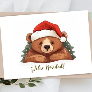 Tarjeta de felicitación Feliz Navidad Teddy IMPRIMIBLE, Descarga instantánea, Tarjeta de cactus divertidos, Imprimir en casa