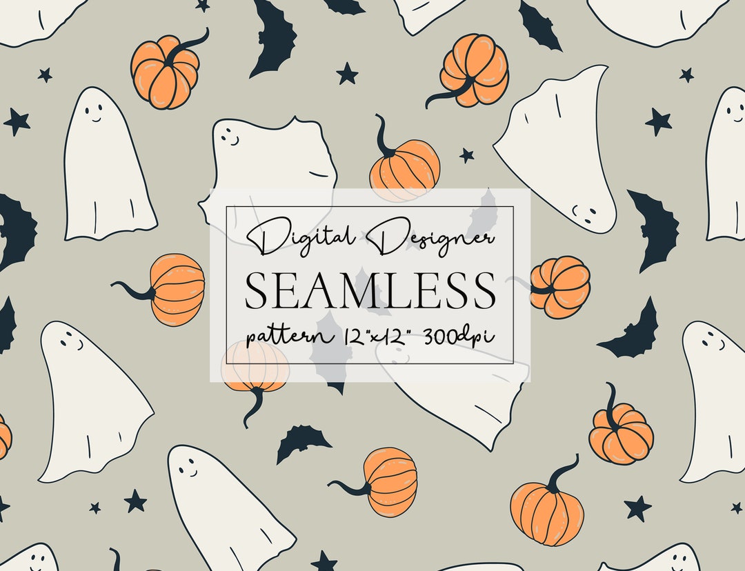 Ghosts Halloween Seamless File, Gender Neutral Surface Pattern, Fabric ...