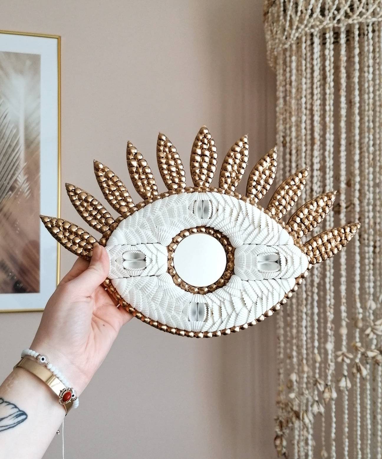 Décoration Murale Oeil en Coquillages | 31x20 - Boho Inspired Home Decor Handmade Made in France Eye