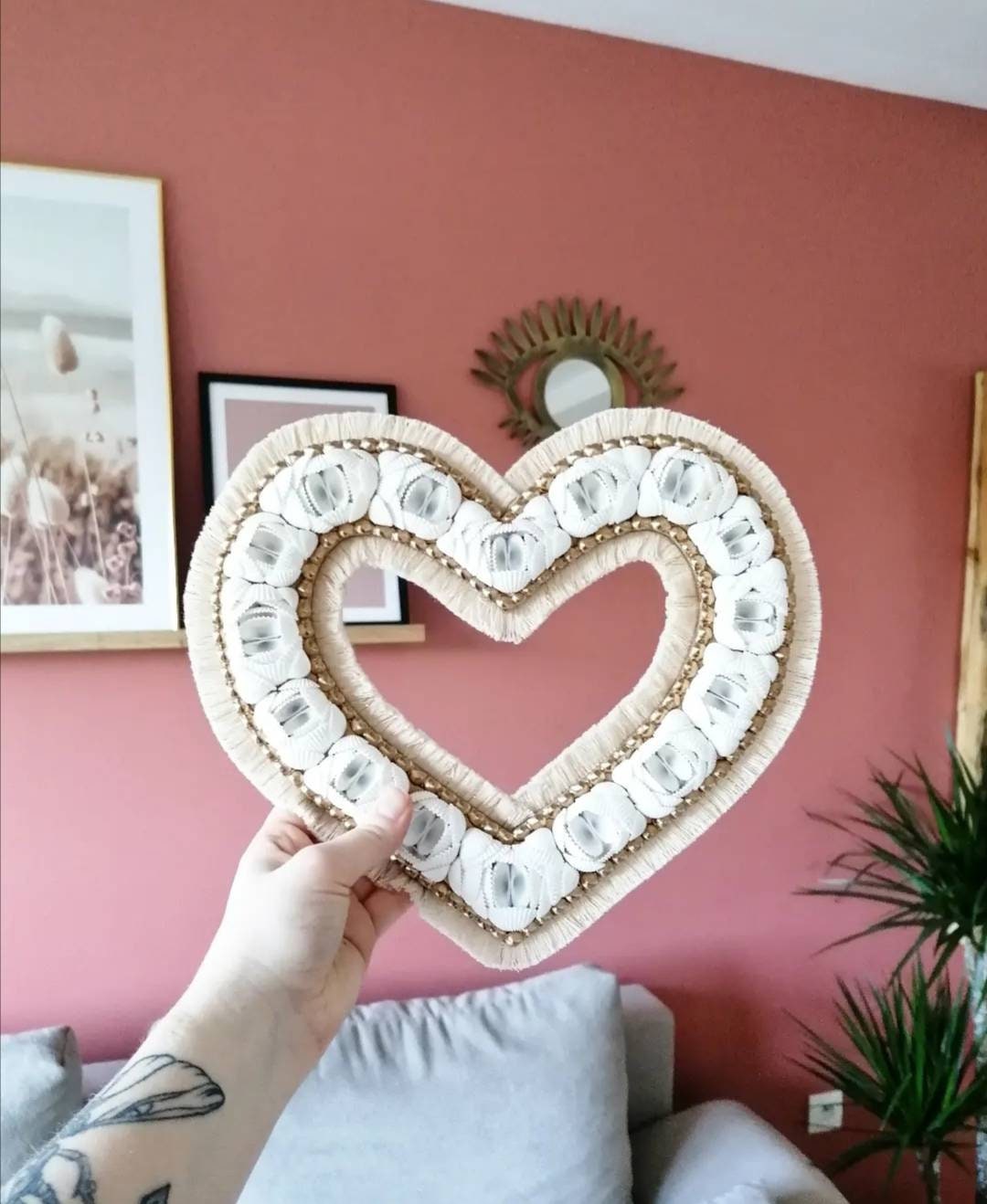 Décoration Murale Cœur en Coquillages - Boho Inspired Home Decor Handmade Made in France -Heart