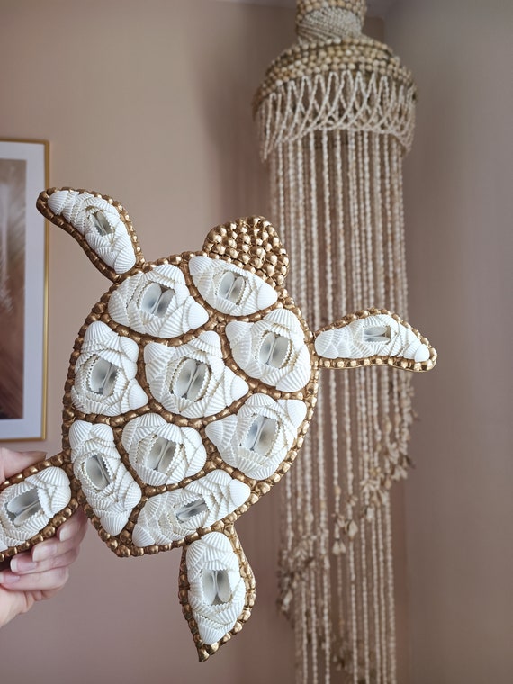 Décoration murale Tortue en coquillages 27x28 Boho inspired home
