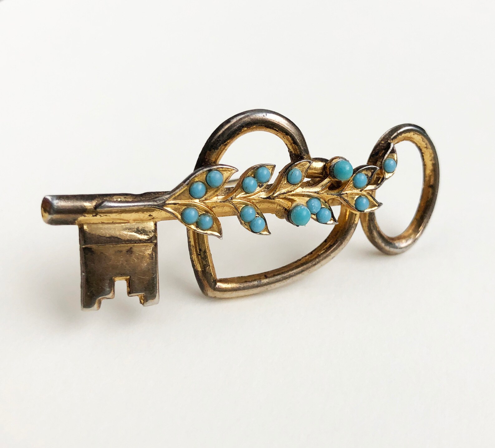 Gold key brooch pin Signed Coro gold tone modern jewelry USA Etsy