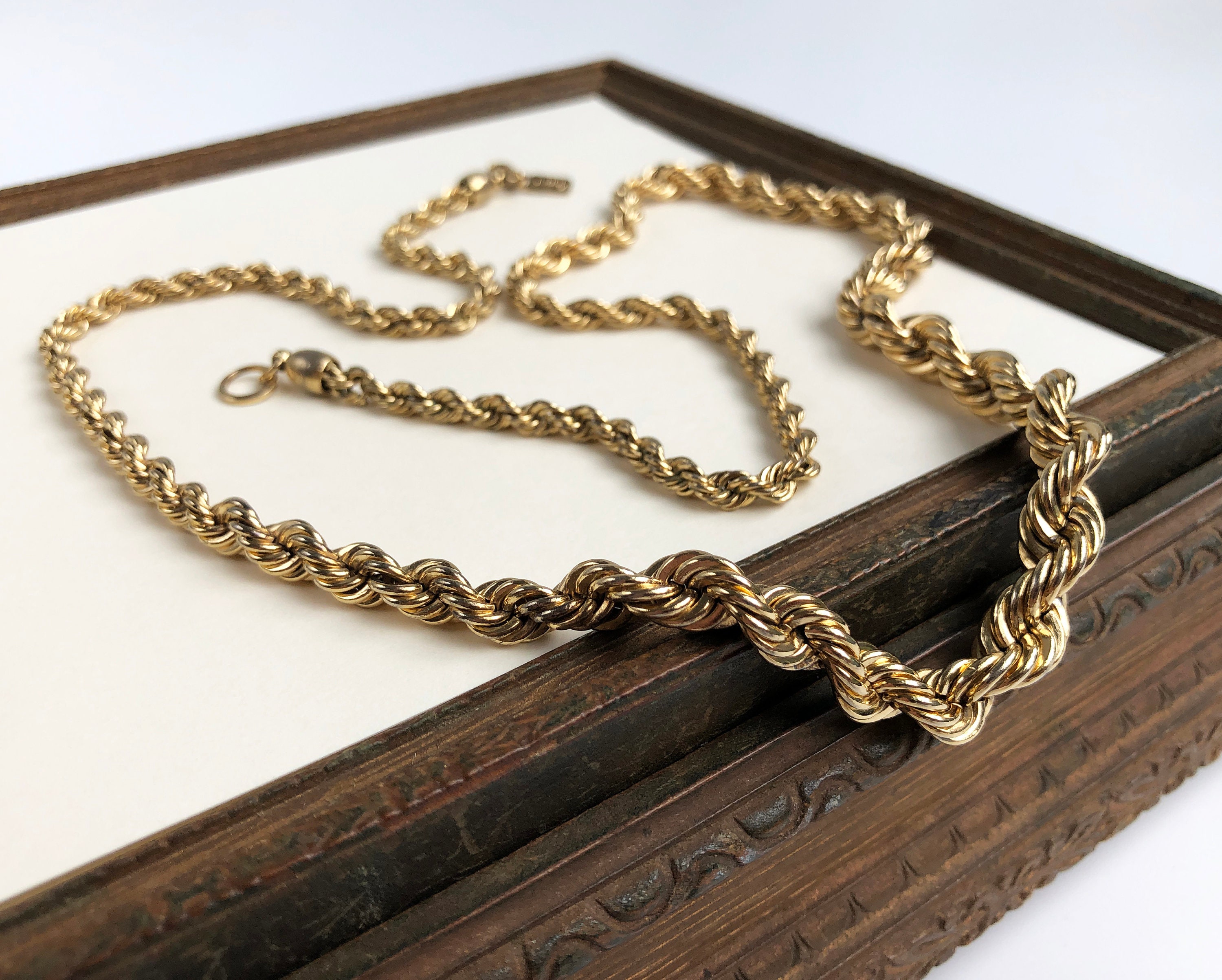 Twisted rope chain necklace gold statement chunky cable rope Etsy