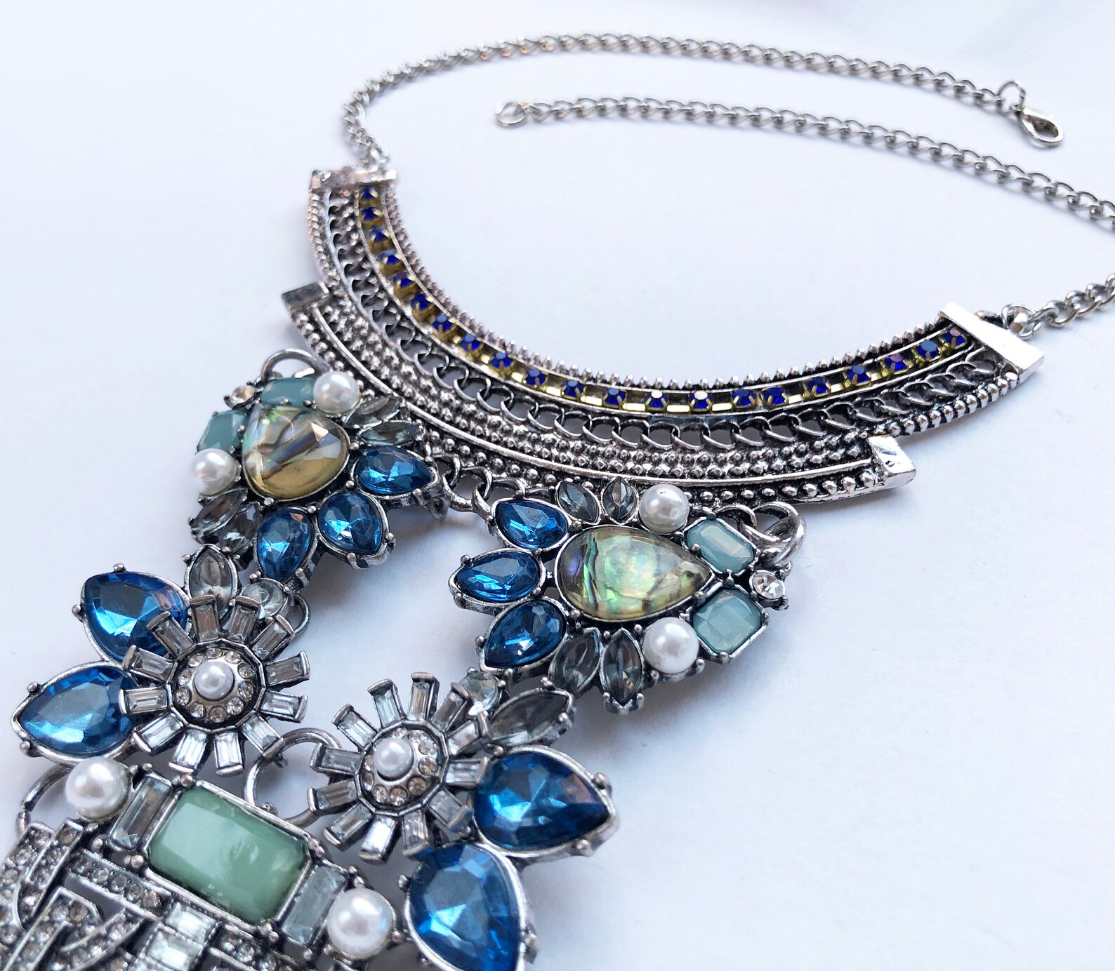 Large quirky rhinestone bib necklace for women statement Etsy