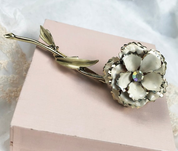Art nouveau enamel flower brooch 1960's vintage co