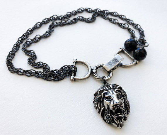 Fashion Jewelry Lion Statement Head Women Choker Bib Gold Pendant Necklace Chain