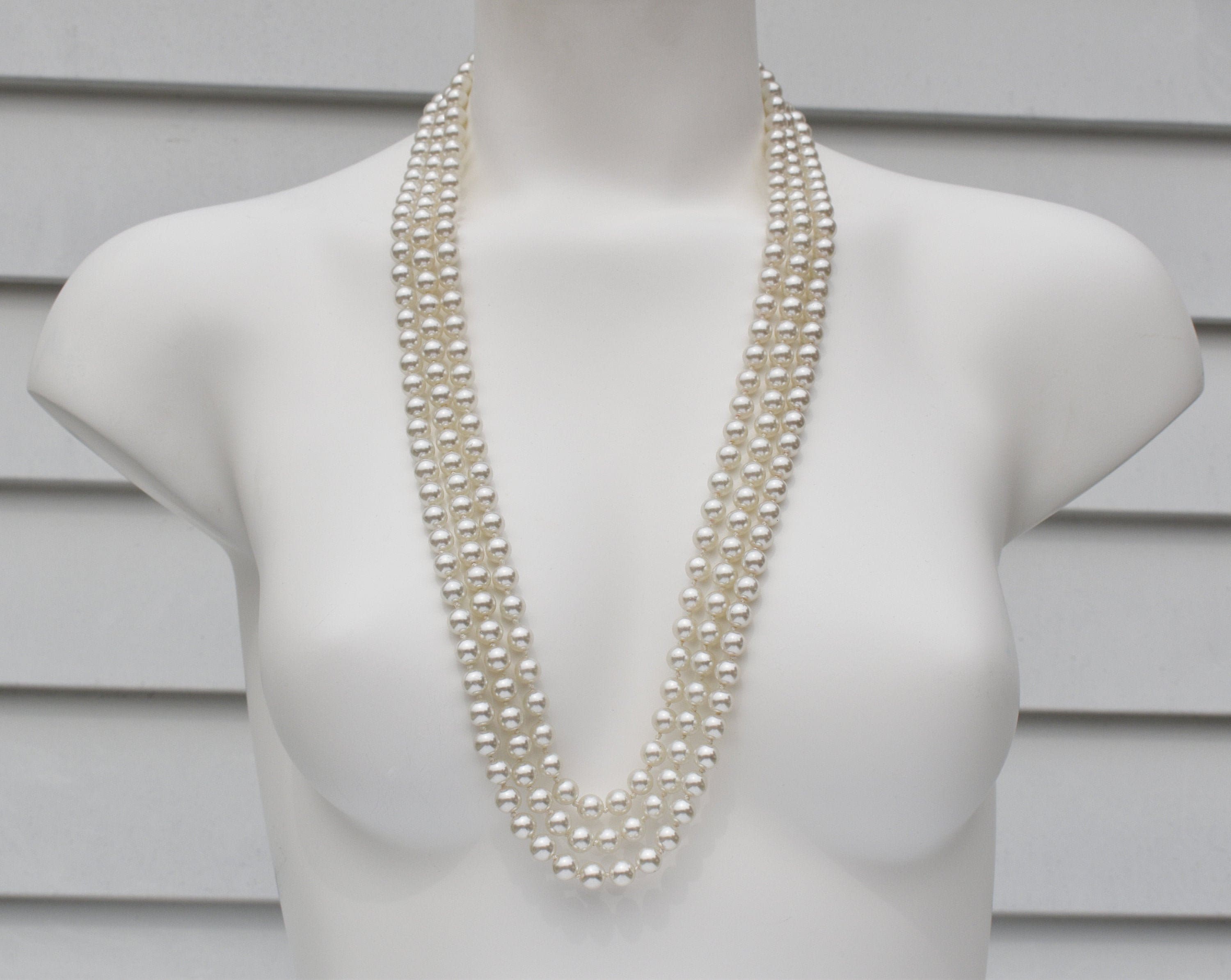 Opera length pearl necklace vintage elegant multi layer pearl Etsy