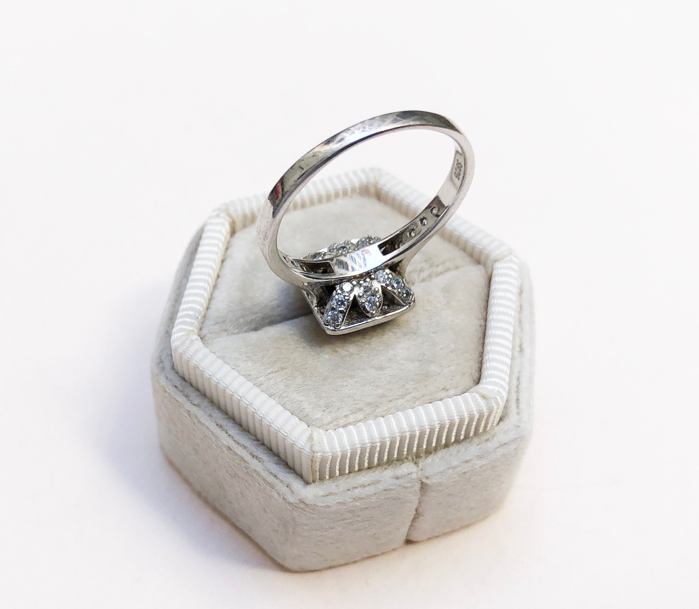 Schwarzer quadratischer Cz Ring Silber Größe 7 3/4 US | Etsy