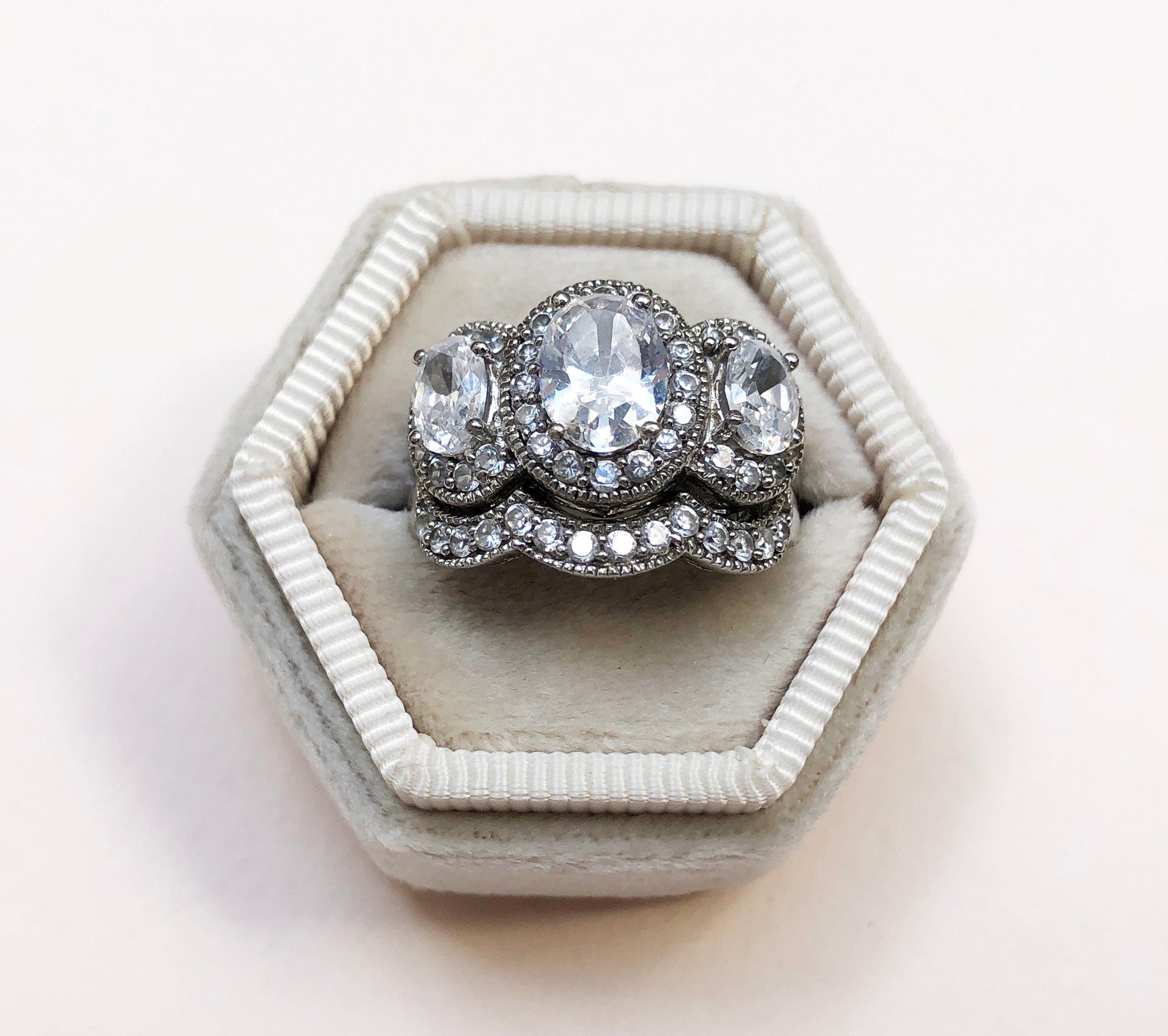 Large right hand rings for women statement silver bridal set Etsy