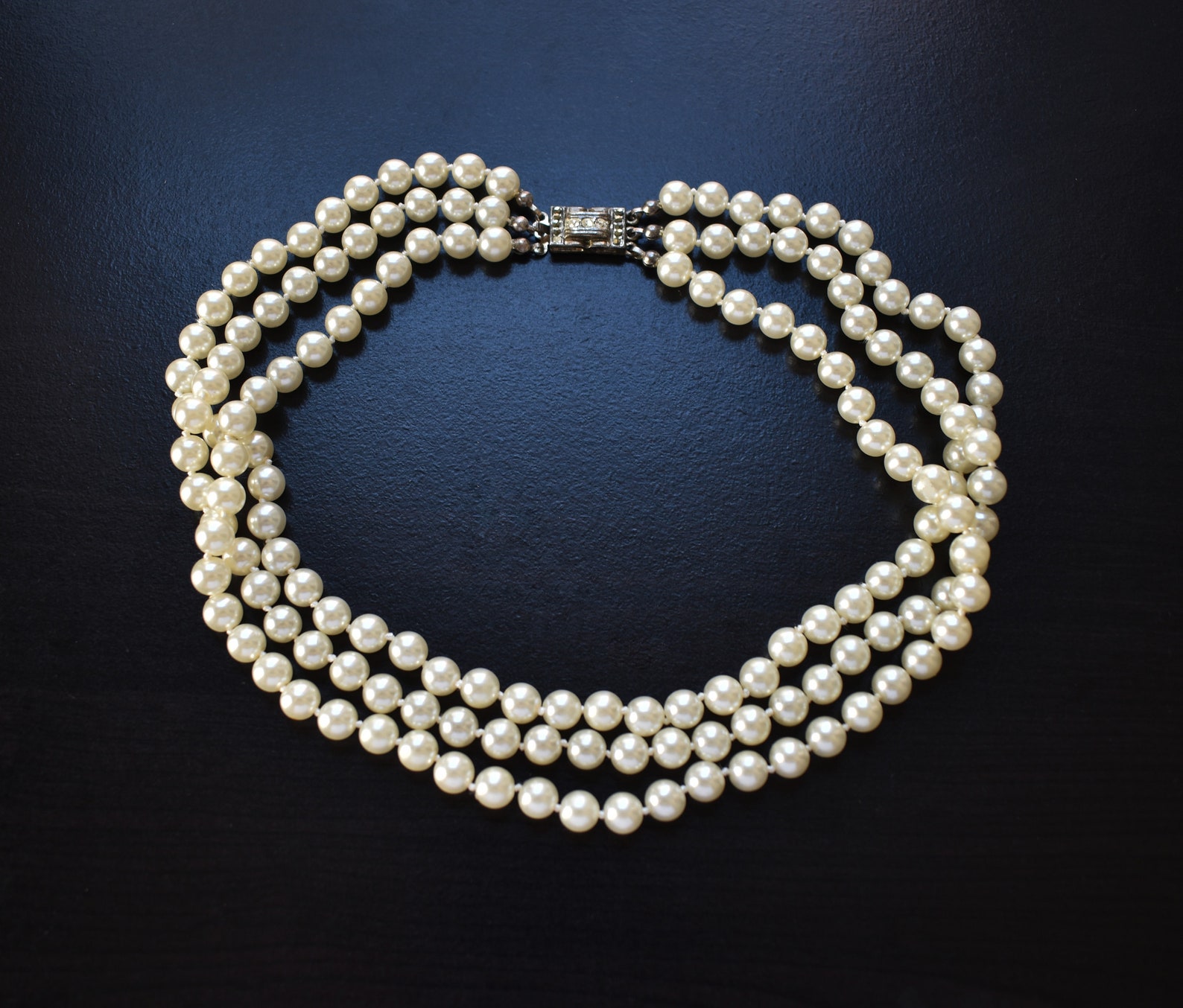 Three row pearl necklace multi layer chunky necklace fancy Etsy