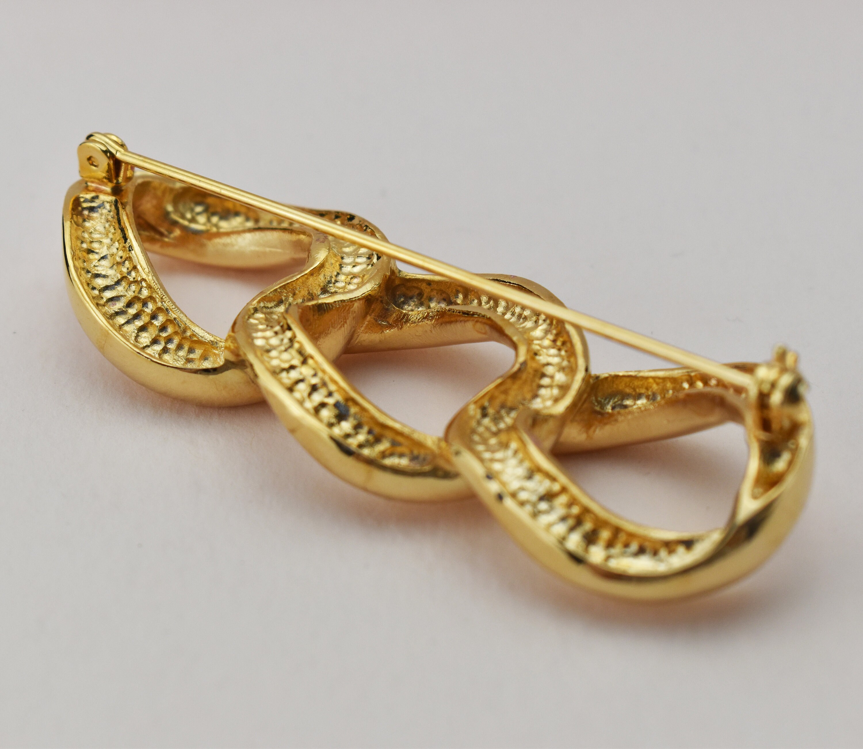 Large gold link chain brooch pin elegant quirky lapel brooch Etsy