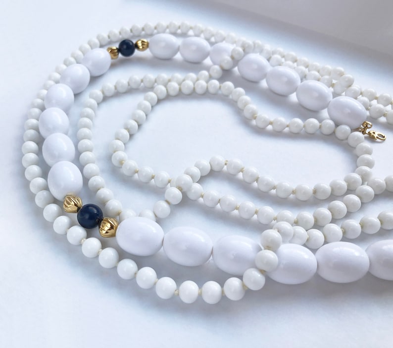 chunky layered necklace for women statement Monet jewelry Multi row white bead necklace