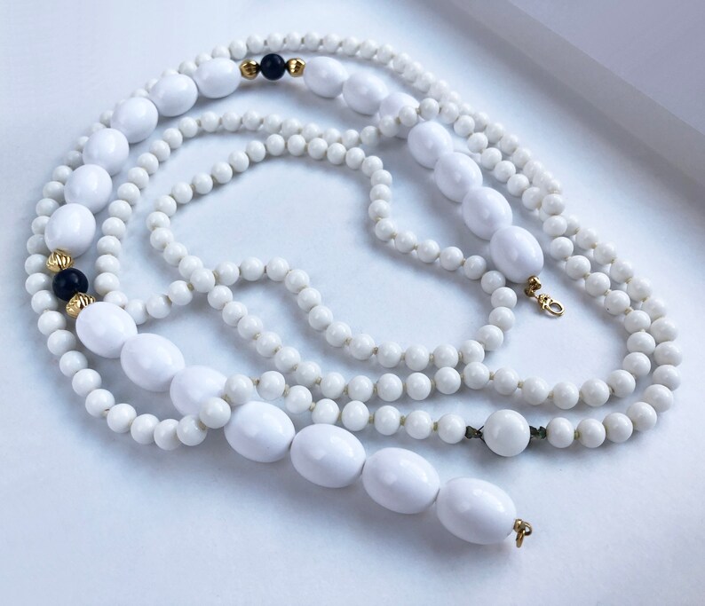 chunky layered necklace for women statement Monet jewelry Multi row white bead necklace
