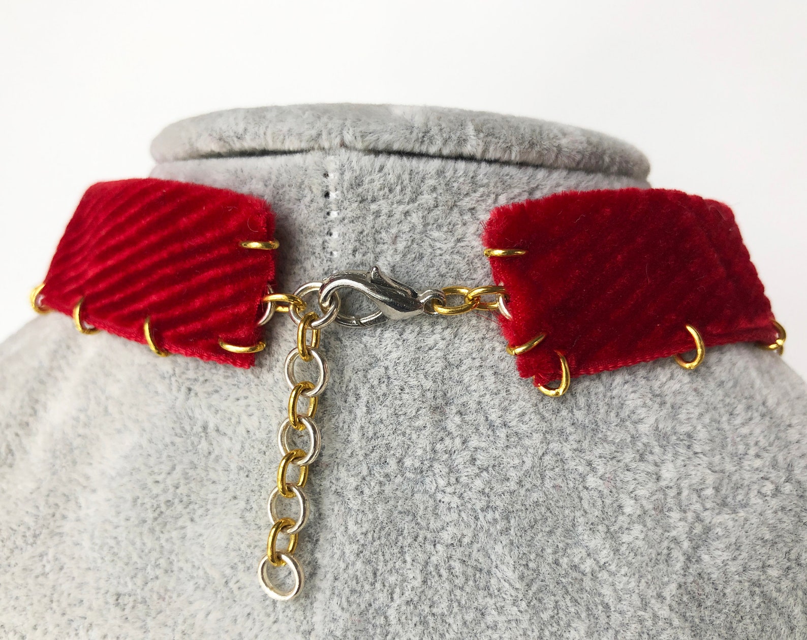 Red lace collar choker necklace pearl drop velvet choker Etsy