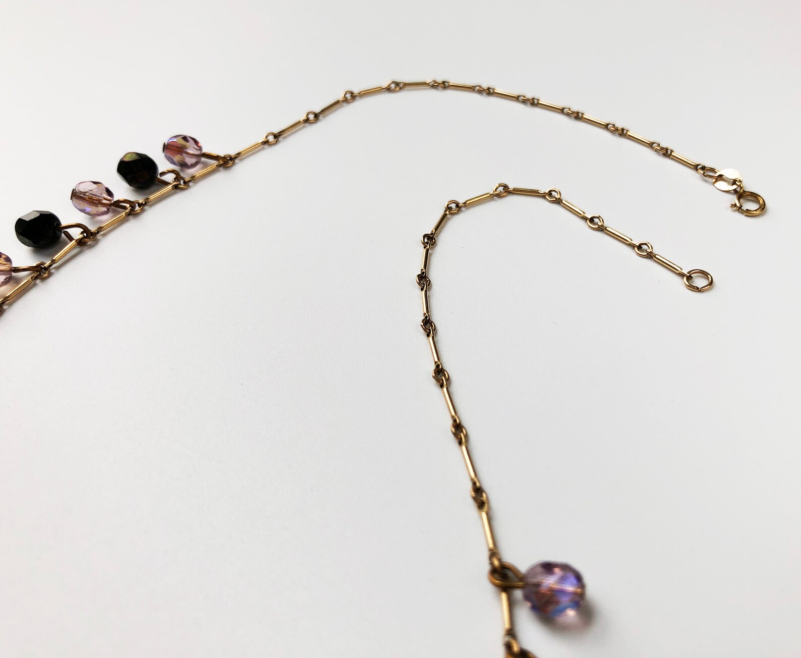 Dangle drop necklace gold purple charm chain necklace Etsy