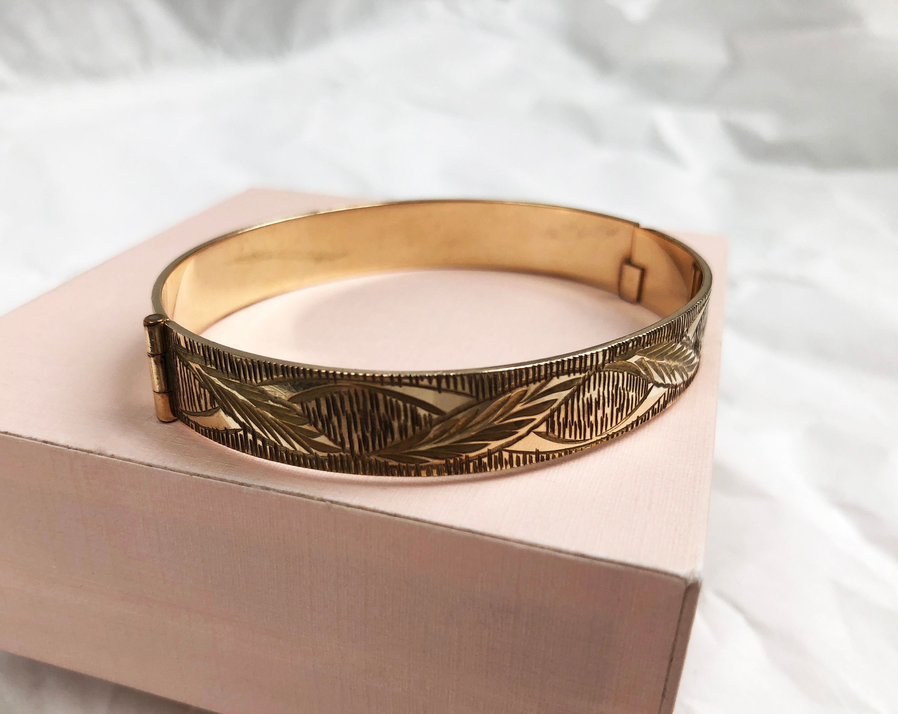 Gold engraved bangle bracelet for women elegant accent stack Etsy