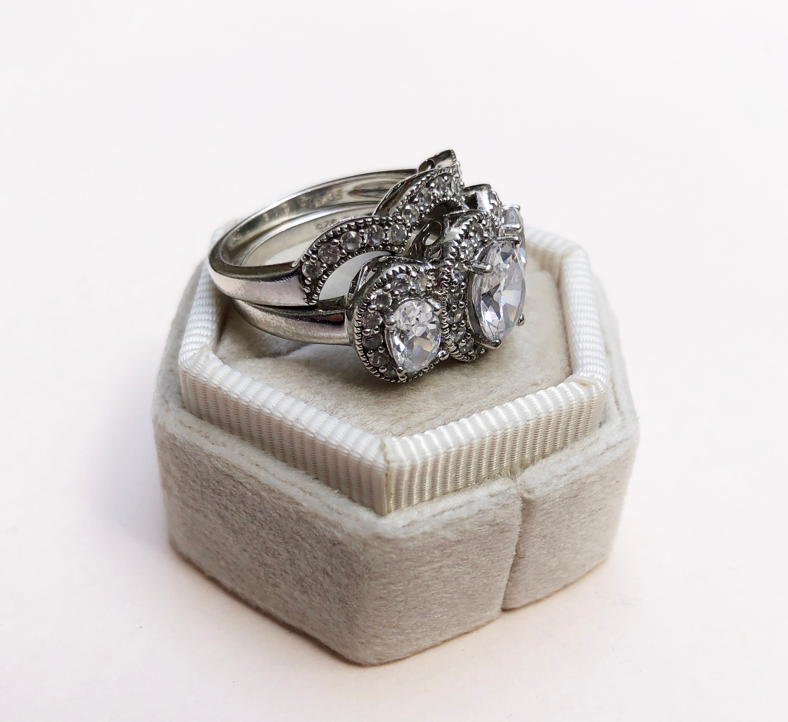 Large right hand rings for women statement silver bridal set Etsy