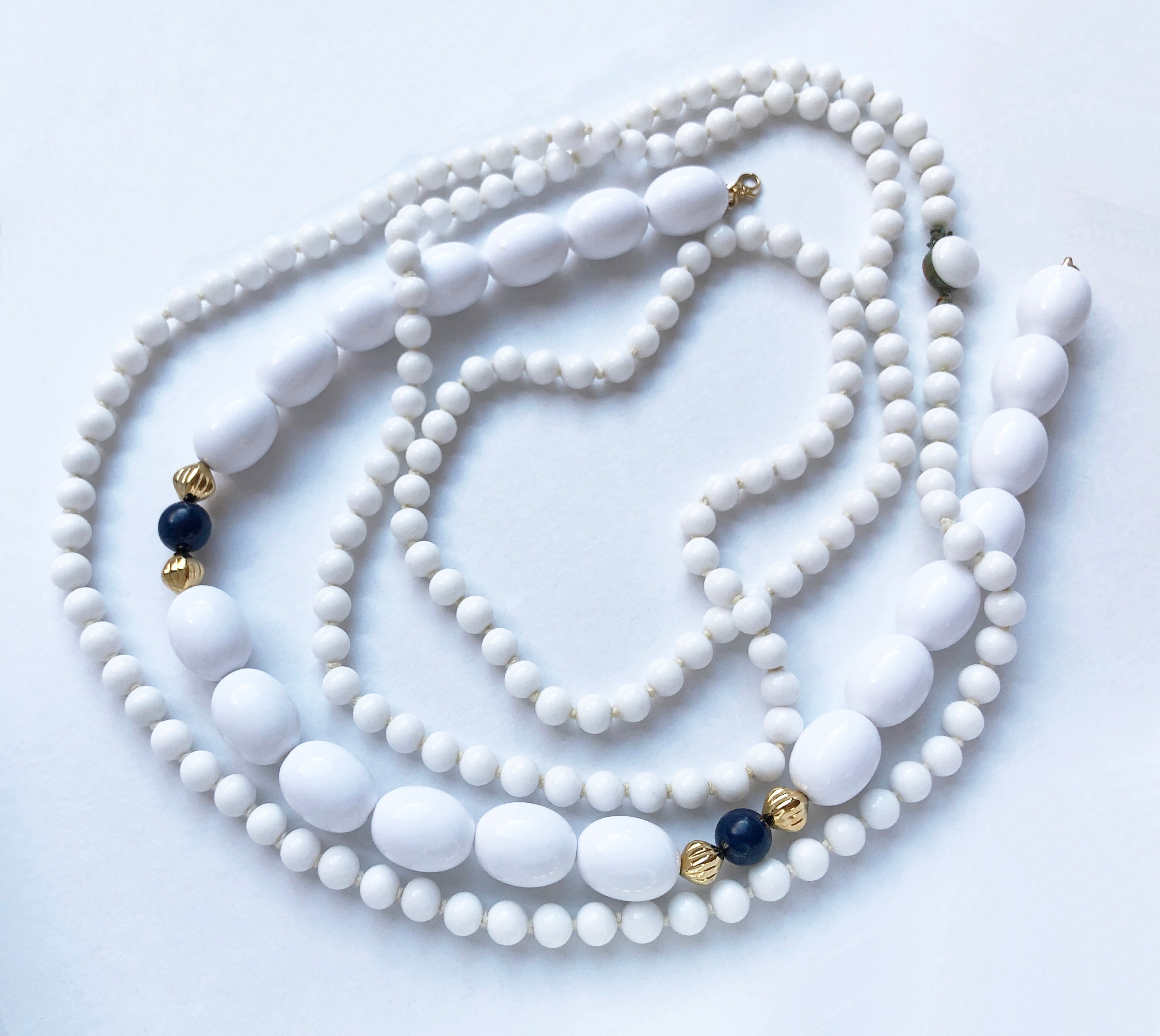 Multi row white bead necklace chunky layered necklace for Etsy