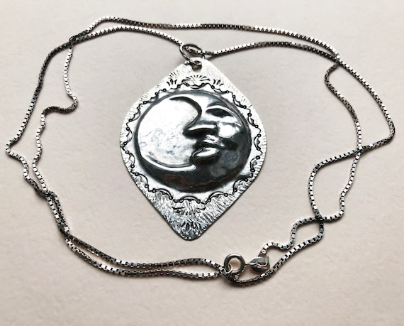 Black Sun Stone Moon Copper Bison Pendant