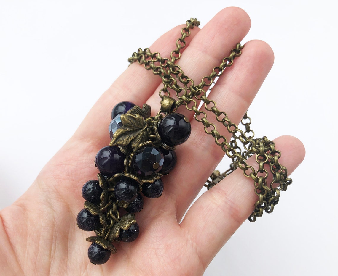Grapevine necklace grape bunches jewelry statement boho Etsy