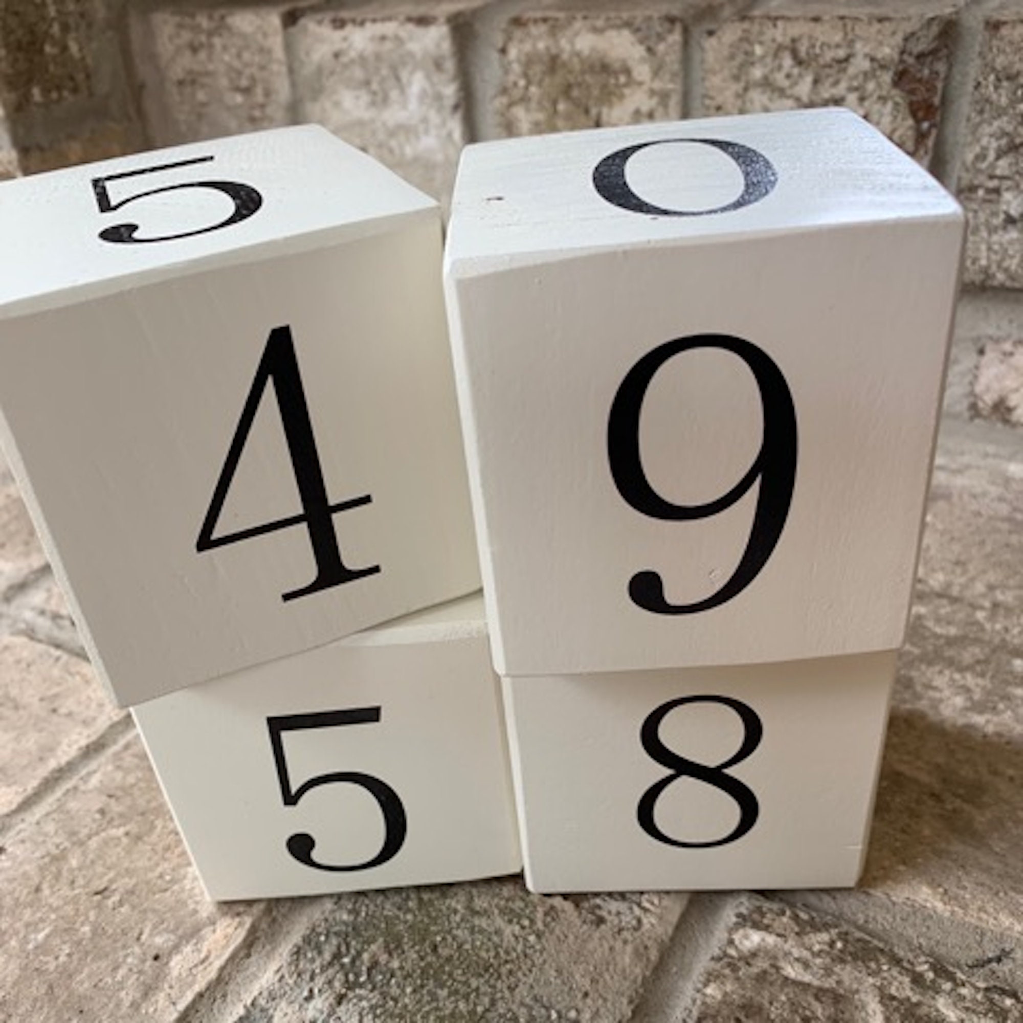Handcrafted White Wood Number Blocks – Set of 4 | Rustic Number Décor | Home & Classroom Use