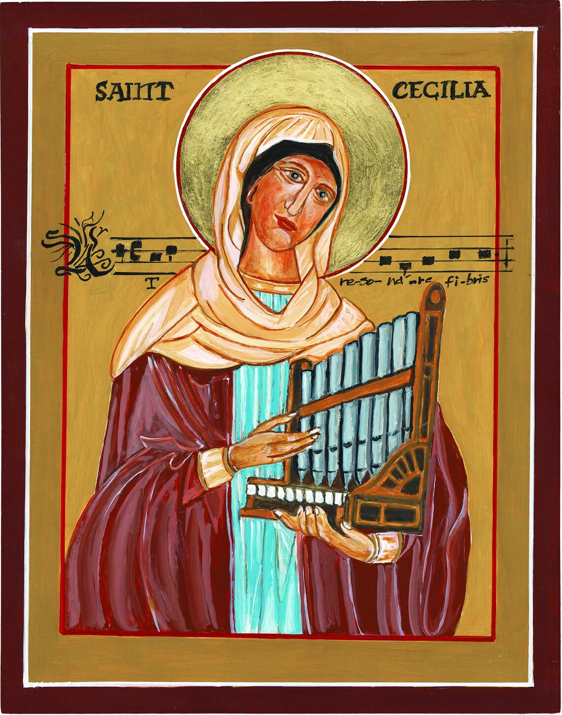 SainteCécile Icône à feuilles simples giclée embellie à Etsy France