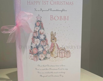 Personalised - A5 Girls 1st Christmas Card 2026- Daughter - Niece - Granddaughter - Great Niece - Great Granddaughter - Sister XM01