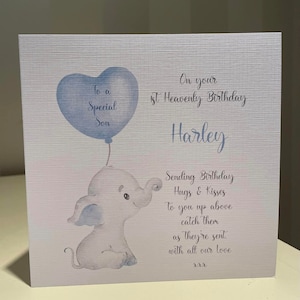 Heavenly Birthday-Son Memorial Heavenly Card- Birthday Remembrance Card-Born Sleeping OBH01