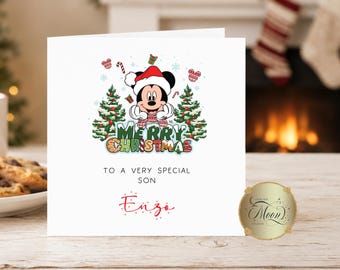 Personalised Christmas Mickey Mouse Card- Grandson Daughter-Granddaughter-Son-Sister-NephewvGoddaughter-Friend-XM128
