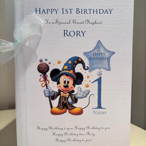 A5 Personalised Magical Mickey Mouse Boys 1st Birthday card Son 1st Birthday Grandson - Nephew -  Great Grandson - Godson M08