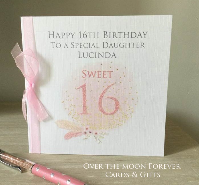 Personalised 16th Birthday Card For Daughter, Granddaughter, Niece, Sister - Purple Hammered Texture, Handmade UK