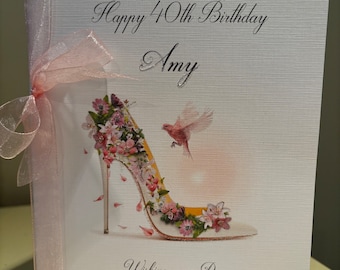 Personalised Floral Shoe Card Daughter Sister Birthday Card Friend  F09