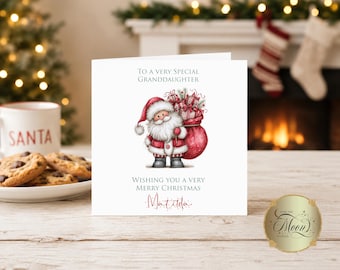 Personalised Christmas Santa Toys Card- Daughter-Granddaughter-Niece-Sister-Goddaughter-Friend-Son-Nephew-Grandson-Godson-Brother XM122