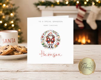 Personalised Christmas Santa Card- Daughter-Granddaughter-Niece-Sister-Goddaughter-Friend-Son-Nephew-Grandson-Godson-Brother xm16