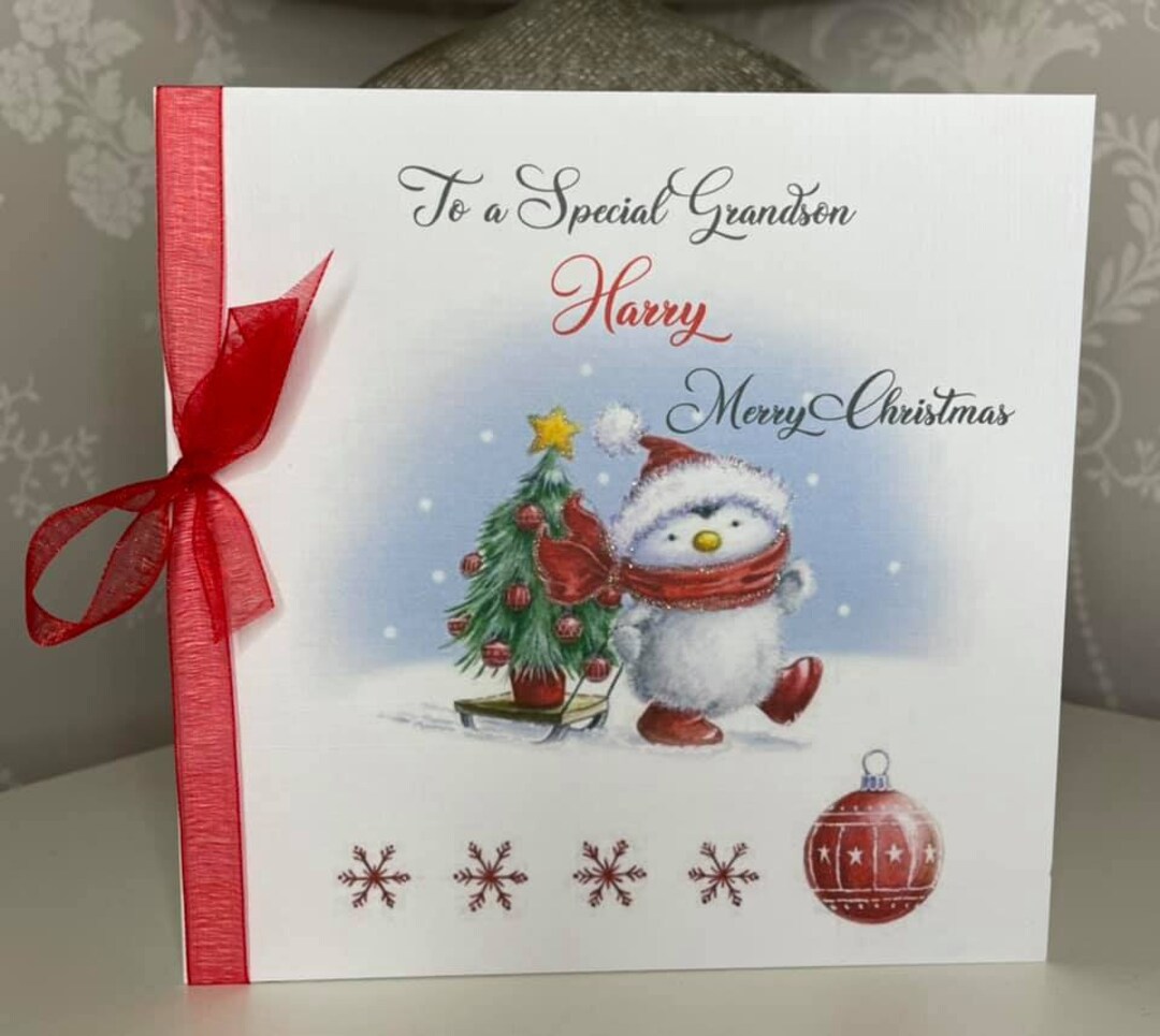 Personalised Christmas Card - Festive Cute Penguin Christmas Card ...