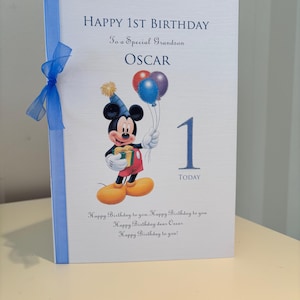 A5 Personalised  Mickey Mouse Boys Birthday card Son Any Age Birthday Grandson - Nephew -  Great Grandson - Great Nephew M11
