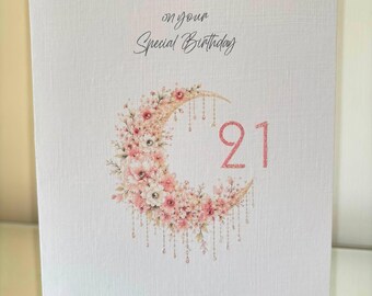 Personalised 18th 21st 30th Birthday Card, Finished with Diamantes and a touch of sparkle for any age